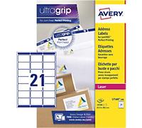Avery L7160-500 Address Labels Self Adhesive 63.5 x 38.1 mm White 500 Sheets of 21 Labels