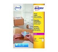 Avery L7165B Parcel Labels for Laser Printers - Customisable Printable Shipping Stickers, 8 Labels per A4 Sheet, 800 BlockOut Blank White Adhesive Label Sheet- L7165B-100