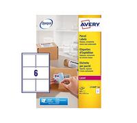 Avery L7166B Self Adhesive Parcel Labels, Laser Printers, 6 Labels Per A4 Sheet, 600 Labels, BlockOut