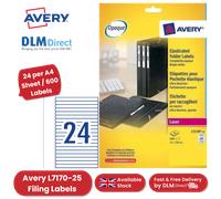 Avery L7170-25 (134 x 11mm) Filing Labels White 24 Per A4 Sheet (600 Labels)