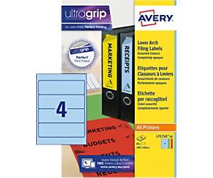 Avery L7171A-20 Filing Labels Self Adhesive 200 x 60 mm Assorted 80 Labels