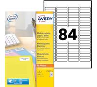 AVERY - L7656-25 - 2100 Mini Adhesive Personalised Labels White. 46 x 11.1 mm. Laser Printing