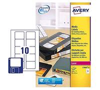 Avery L7666-25 Printable, customisable Diskette/Floppy Disk Data Storage Labels, 10 Labels Per A4 Sheet, White