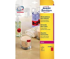 Avery L7670R-25 Neon Red Round Laser Labels