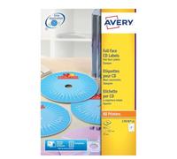 Avery L7676-25 Easy Application Full Face CD Labels, Printable & Customisable, Matt White, 117 mm, 2 Labels per Sheet, 50 Labels per Pack