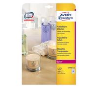 Avery L7781-25 Self-Adhesive Crystal Clear Transparent Labels, 40 Labels Per A4 Sheet
