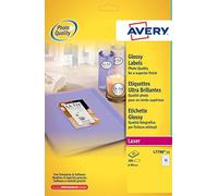 Avery L7790-25 Glossy Round Labels for Laser Printers (60 mm Dia Round Labels, 12 Labels Per A4 Sheet, 25 Sheets)
