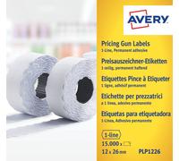 Avery Labels for Labelling Gun 1-Line Permanent White 12X26mm 1500 Per Roll Pack