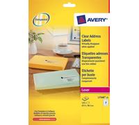 Avery labels L7560-25 Transparent laser labels 21 labels/sht, 25 shts/pk 525 tot