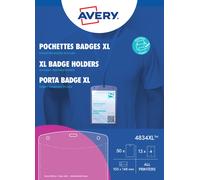 Avery Large A6 Badge Holders with Inserts, 50 Holders Per Pack (4834XL)