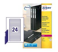 Avery Laser Filing Label Eurofolio 134X11mm 24 Per A4 Sheet White Pack 600 Label