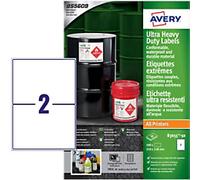 Avery Laser, Inkjet Resistant Labels B3655-50 adhesive A4 White 210 x 148 mm 50 Sheets of 2 Labels