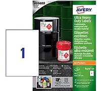 Avery Laser, Inkjet Resistant Labels B4775-50 adhesive A4 White 297 x 210 mm 50 Sheets of 1 Label