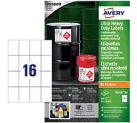 Avery Laser, Inkjet Resistant Labels B5274-50 adhesive A4 White 74 x 52 mm 50 Sheets of 16 Labels