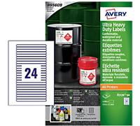 Avery Laser, Inkjet Resistant Labels B7170-50 adhesive A4 White 134 x 11 mm 1200 Sheets of 24 Labels