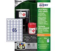 Avery Laser, Inkjet Resistant Labels B7651-20 adhesive A4 White 21 x 38 mm 20 Sheets of 65 Labels