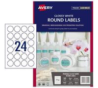 Avery Laser Inkjet Round Labels 240 Pieces 40mm Gloss White Permanent Adhesive