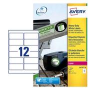 Avery L4776-20 Extra-Strong Adhesive Heavy Duty Weatherproof Labels,White,12 Labels Per A4 Sheet