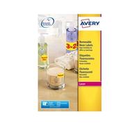 Avery L7263Y-25 Printable, Customisable Removable Neon Yellow Labels, 14 Labels Per A4 Sheet