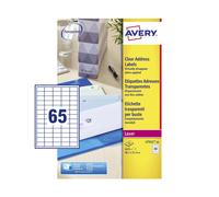Avery Laser Mini Label 38X21mm 65 Per A4 Sheet Clear Pack 1625 Labels L7551-25