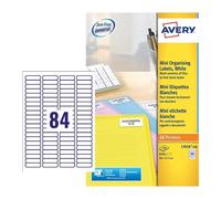 Avery Laser Mini Label 46X11mm 84 Per A4 Sheet White Pack 8400 Labels L7656-100