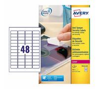 Avery Laser No Peel Anti-Tamper Permanent s 46x21mm - 48 x 20 A4 Sheets L6113-20