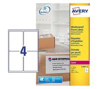 Avery Laser Weatherproof Parcel Label 99x139mm 4 Per A4 Sheet White (Pack 100 Labels) L7994-25