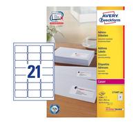 Avery LR7160-100 QuickPeel White Laser Address Labels 63.5 x 38.1mm - Box of 100 Avery White