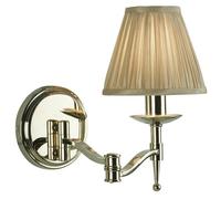 Avery Luxury Swing Arm Wall Light Bright Nickel & Beige Shade Adjustable Bedside