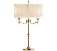 Avery Luxury Twin Table Lamp Antique Brass & Beige Shade Traditional Bulb Holder