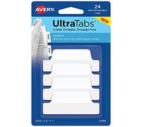 Avery Margin Ultra Tabs, 2.5" x 1", 2-Side Writable, White, 24 Repositionable Page Tabs (74789)