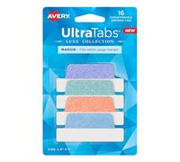 Avery Margin Ultra Tabs, 2.5" x 1", Pastel Sparkle Shimmer Designs, 16 Repositionable Page Tabs (74150)