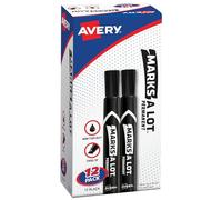 Avery Marks-A-Lot Permanent Markers, Large Desk-Style Size, Chisel Tip, Water and Wear Resistant, 12 Black Markers (98028)
