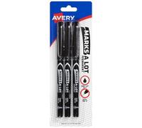 Avery Marks A Lot Permanent Markers, Ultra Fine Tip, 3 Black Markers | Bullet Journals, Planners, Labeling, Signs, Craft Projects, Pen Style Design For Comfortable, Precise Control