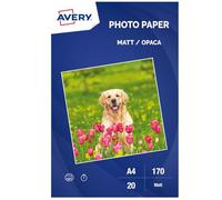 Avery Matt Photo Paper, 20 Sheets a4 Photo Printer Paper, A4, 170 g/m², White