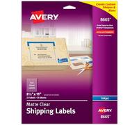 Avery Matte Frosted Clear Full Sheet Labels for Inkjet Printers, 8.5" x 11", 25 Labels (8665)