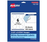 Avery Matte White Removable Hexagon Labels with Sure Feed Technology, Print-to-The-Edge, 2-1/2" x 2-57/64", 300 Removable Labels, Laser/Inkjet Printable Labels