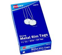 Avery Metal Rim Key Tags, 1.25" Diameter Tag, Includes Strings, White, 500 Tags (14313)