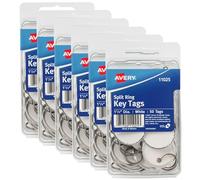 Avery Metal Rim Key Tags 6-Pack, 1.25" Diameter Tag, Metal Split Ring, White, 300 Tags Total (13128)
