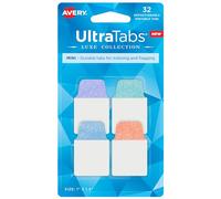 Avery Mini Ultra Tabs, 1" x 1.5", Pastel Sparkle Shimmer Designs, 32 Repositionable Page Tabs (74149)