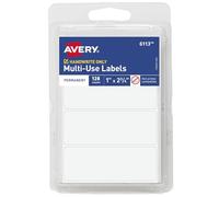 Avery Multi-Use Permanent Labels, 1" x 2.75", White, Non-Printable, 128 Blank Labels Total (6113)