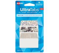 Avery Multi-Use Ultra Tabs, 2" x 1.5", Holographic Iridescent Designs, 18 Repositionable Page Tabs (74145)