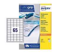 Avery 3666 Self-Adhesive Multipurpose Labels - 65 Labels per Sheet, 100 Sheets per Pack, Ideal for Addressing, Filing & Organising