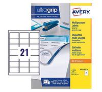 Avery JamFREE, Printable, Multipurpose Labels, Customisable, 63.5 x 38.1 mm, White, 21 Labels per Sheet, 840 Blank Labels per Pack (L7163-40)