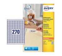 Avery Multipurpose Mini Removable Label 17.8x10mm 270 Per A4 Sheet White (Pack 6