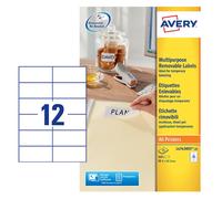 Avery Multipurpose Mini Removable Label 99X42.3Mm 12 Per A4 Sheet White Pack 300