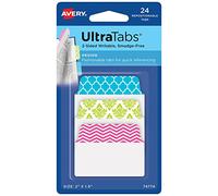 Avery Multiuse Design Ultra Tabs, 2" x 1.5", 2-Side Writable, Pastel Designs, 24 Repositionable Tabs (74774)