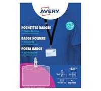 Avery Name Badge Holders with Lanyards, 60 x 90 mm, PVC-Free Polypropylene, Includes FSC Paper Inserts, Easy Pop-Out, Pack of 10 (4825)