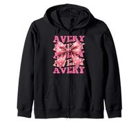 AVERY Name Coquette Bow Aesthetic for Women Girls Zip Hoodie