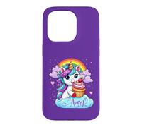 Avery Name Purple Personalized Unicorn With Cupcake Case for iPhone 15 Pro